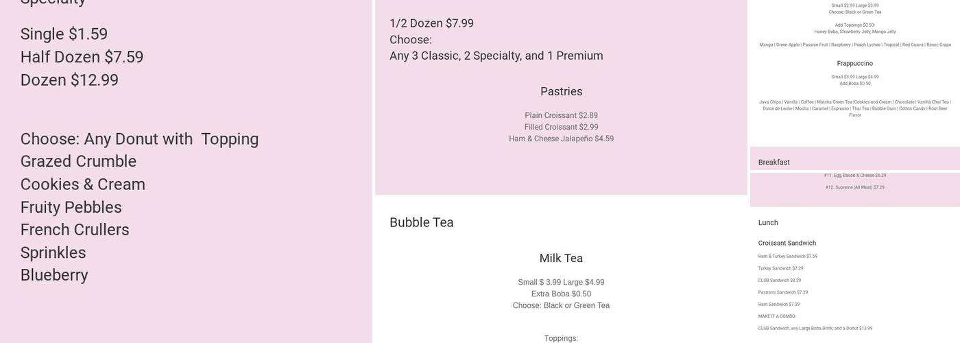 Date's Donuts Menu