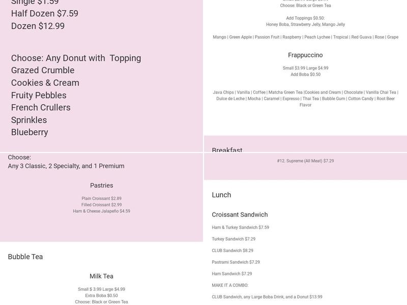 Date's Donuts Menu
