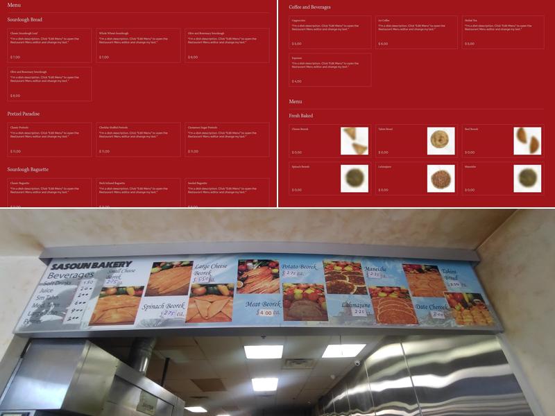Sasoun Bakery Menu