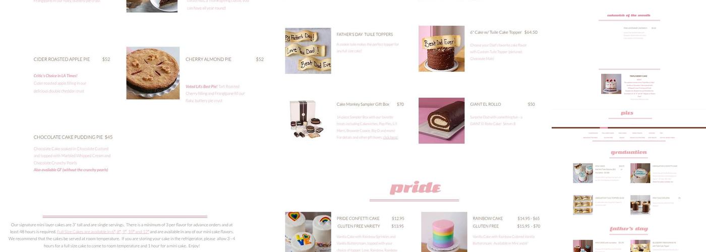 Cake Monkey Bakery Menu