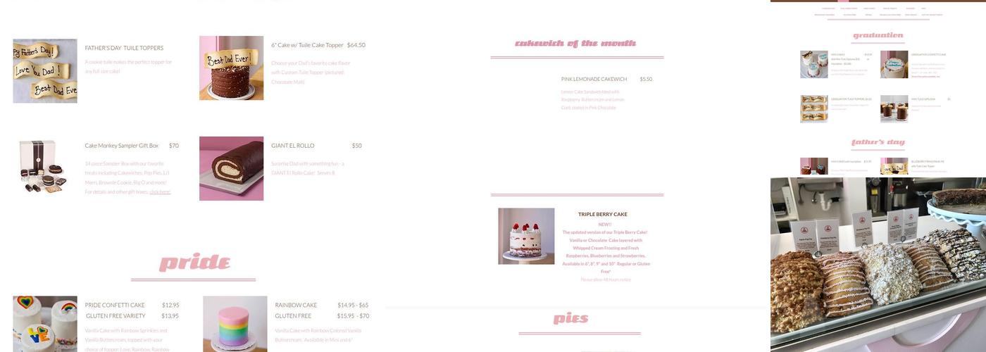 Cake Monkey Bakery Menu