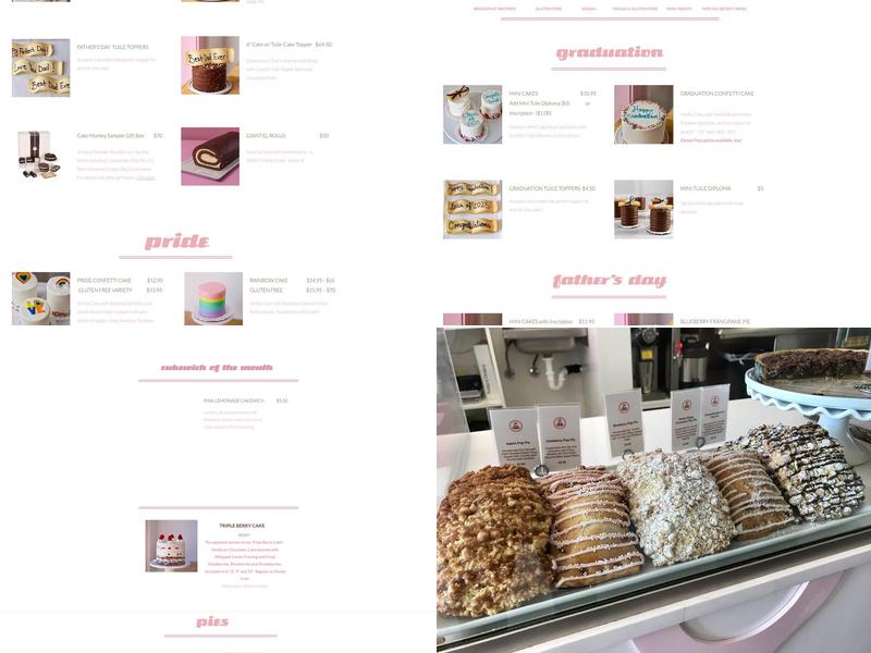 Cake Monkey Bakery Menu