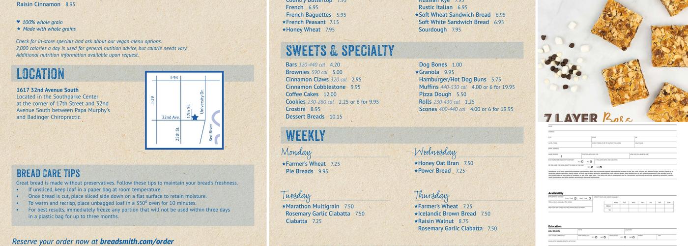 Breadsmith Menu