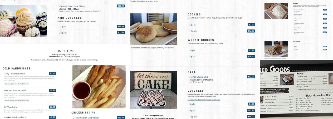 Mehl's Gluten-Free Bakery Menu