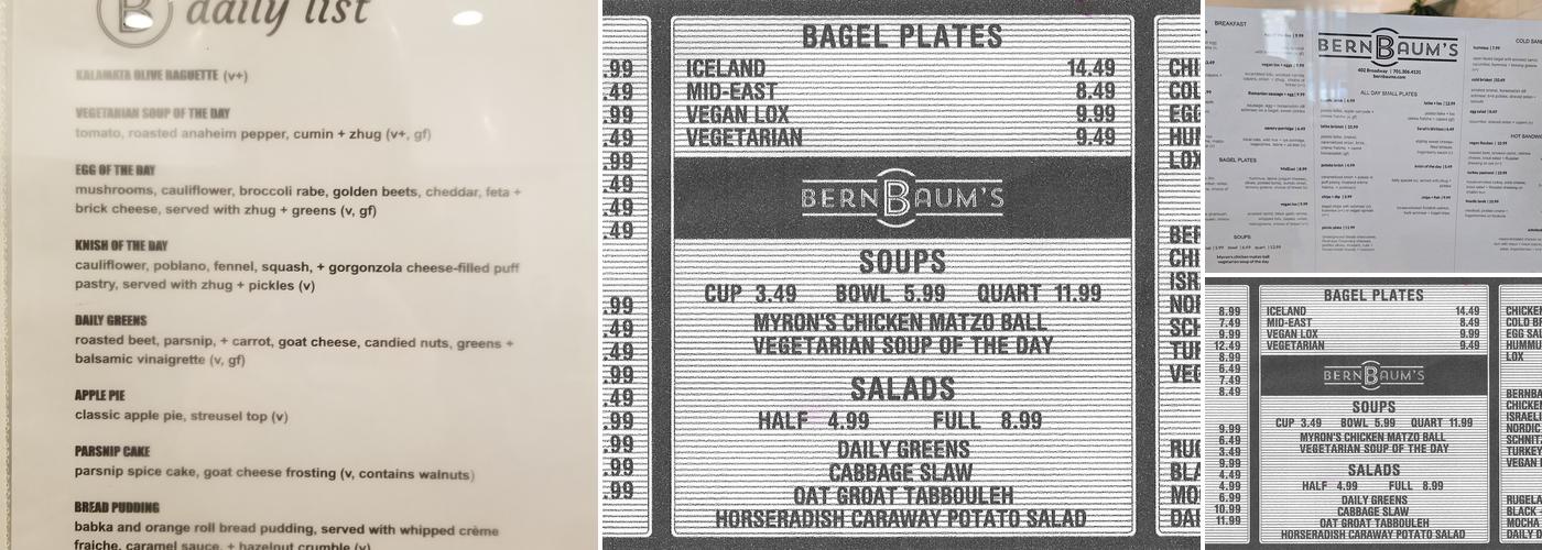 BernBaum's Menu