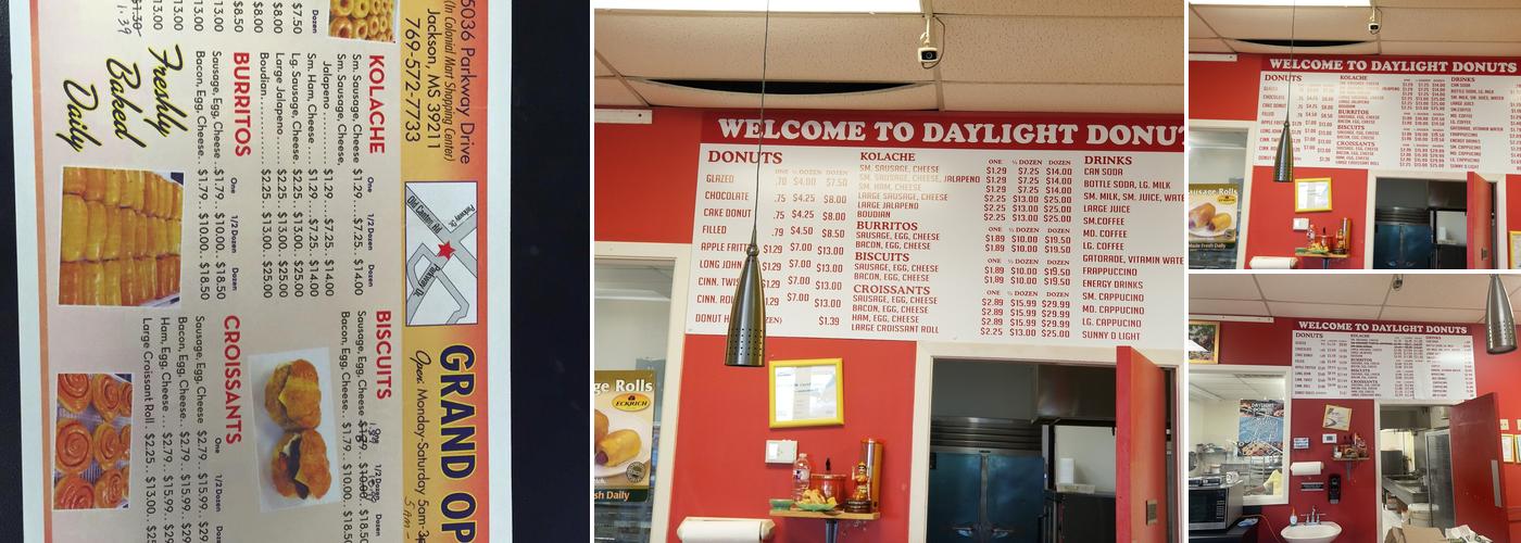 Daylight Donuts Menu