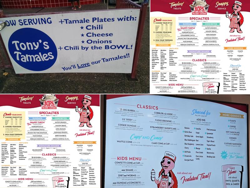 Bop's Frozen Custard Menu