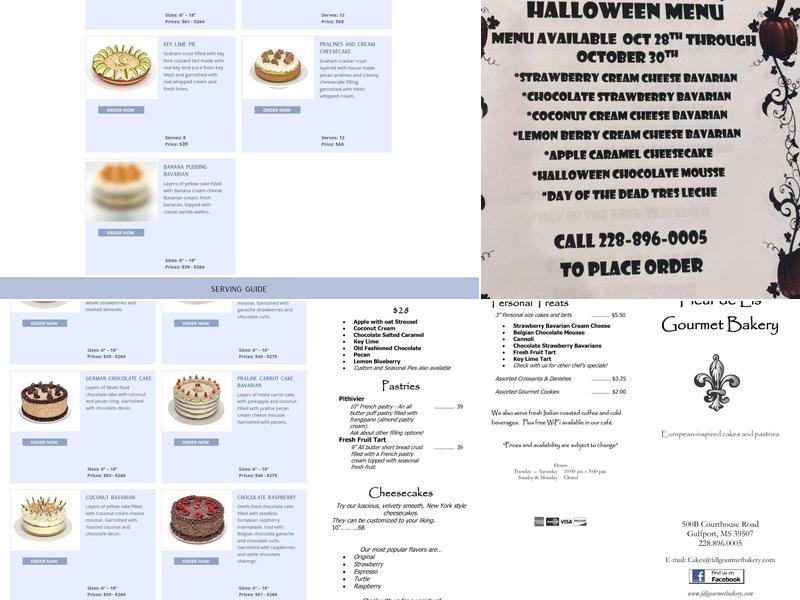 Fleur De Lis Gourmet Bakery Menu