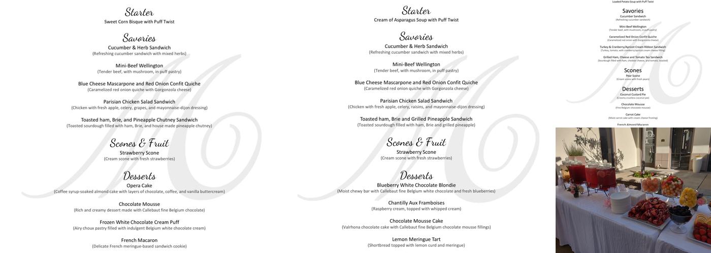 Marlene's Tea & Cakes Menu