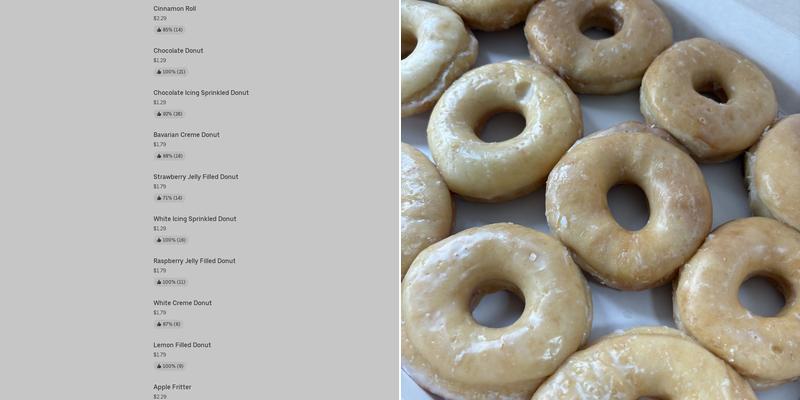 Donut King Menu