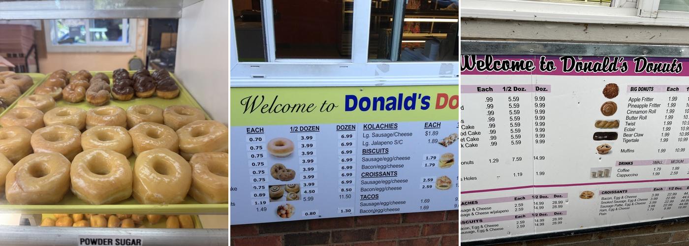 Donald's Donuts Menu