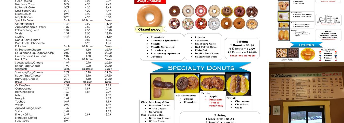 Hernando Donuts Menu