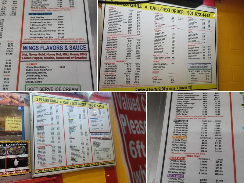 3 Flags Grill & Ice Cream Menu