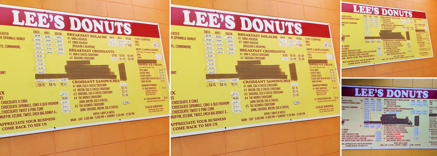 Lee's Donuts Menu
