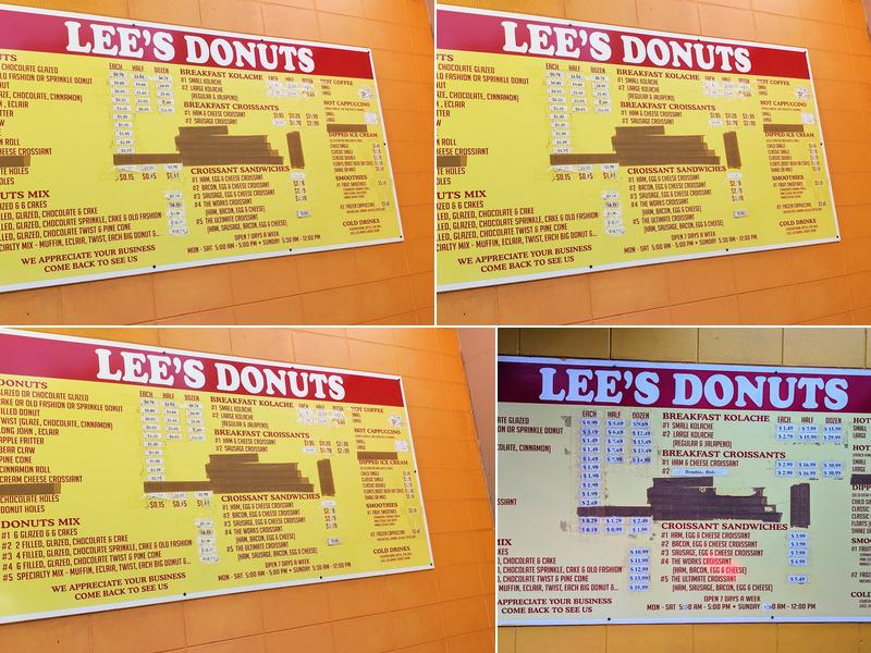 Lee's Donuts Menu