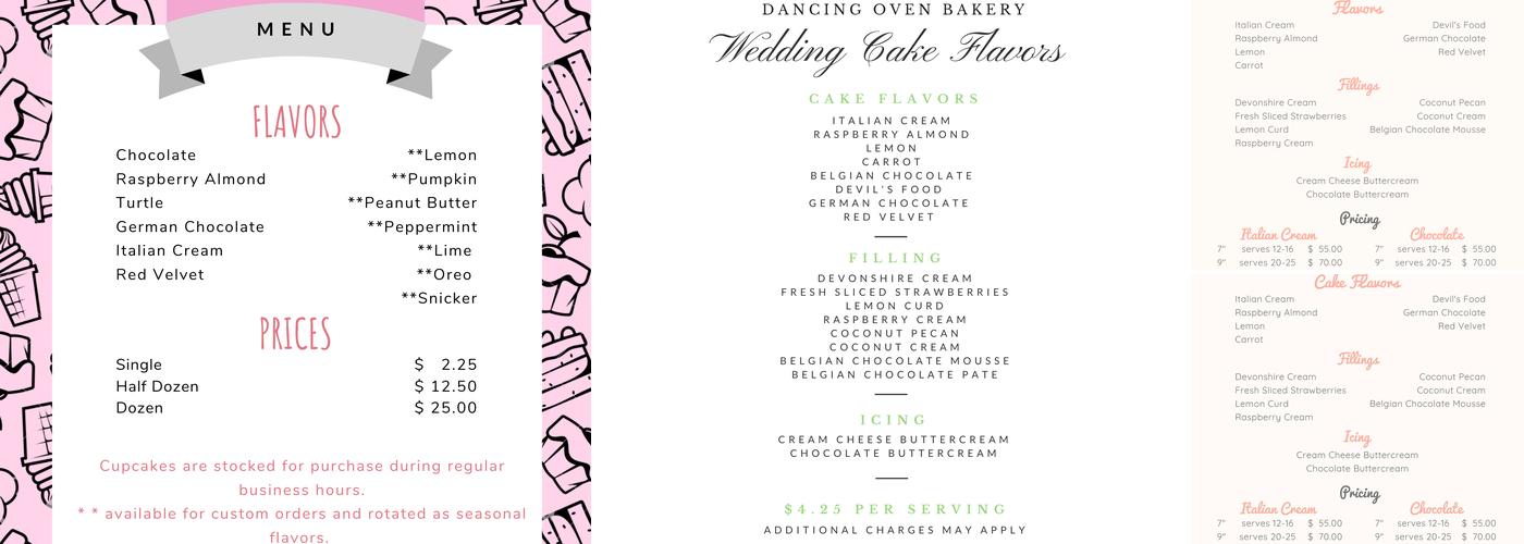 Dancing Oven Bakery Menu