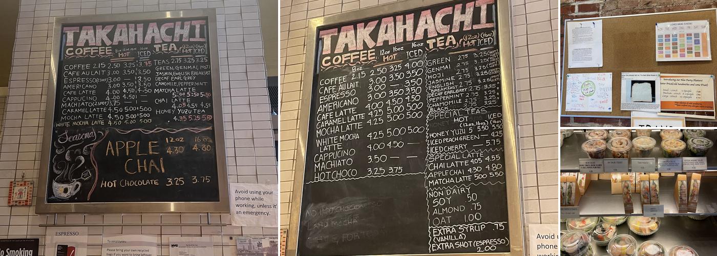 Takahachi Bakery Menu