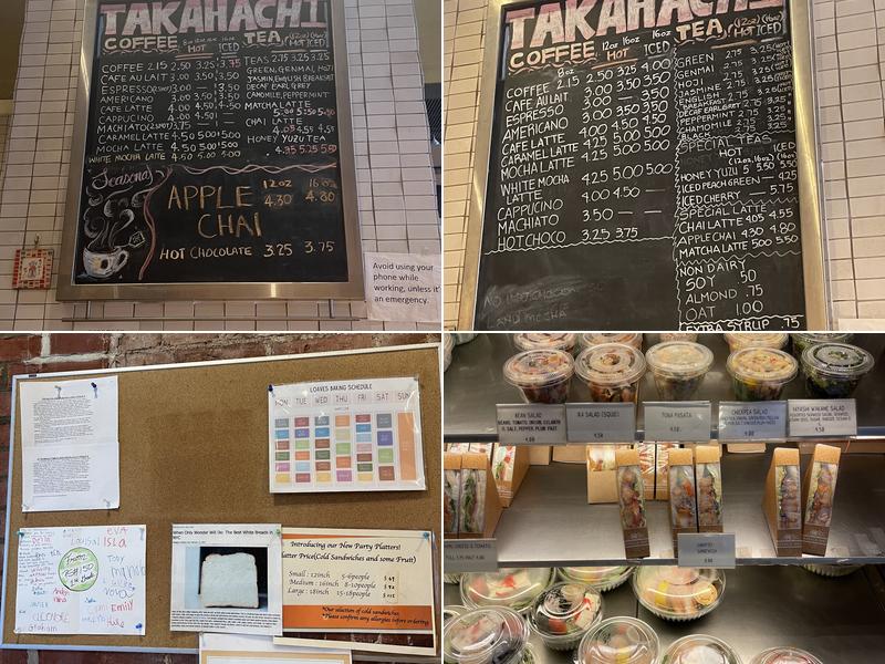 Takahachi Bakery Menu
