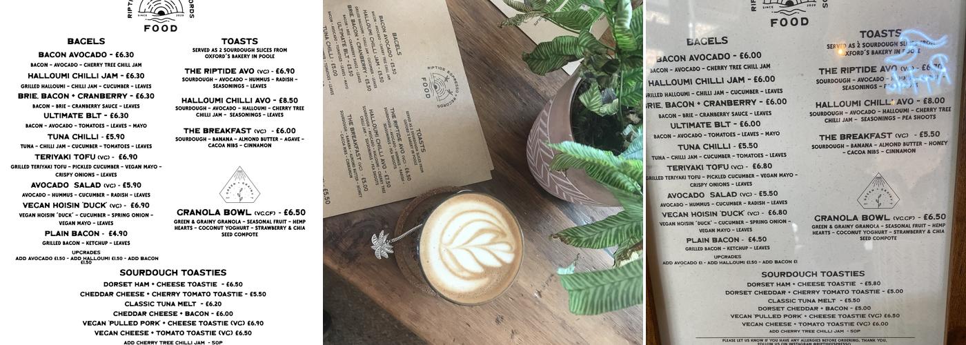 Riptide Espresso & Records Menu