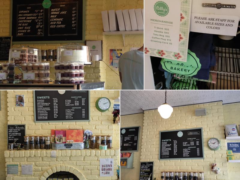 Billy's Bakery Menu