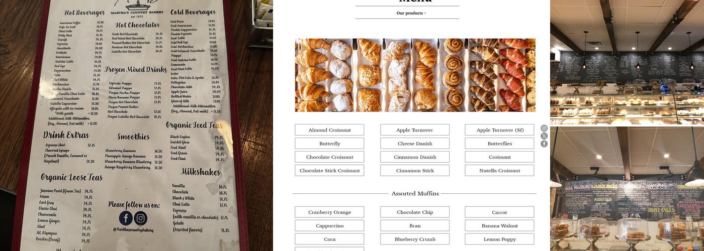 Martha's Country Bakery Menu