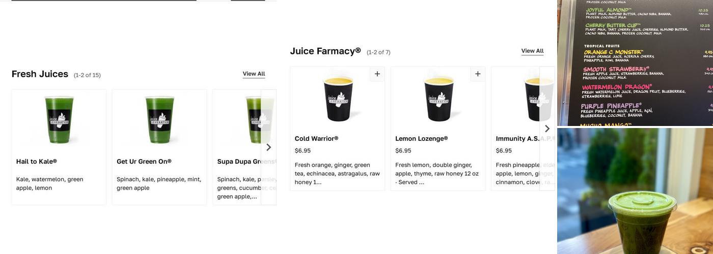 Juice Generation Menu