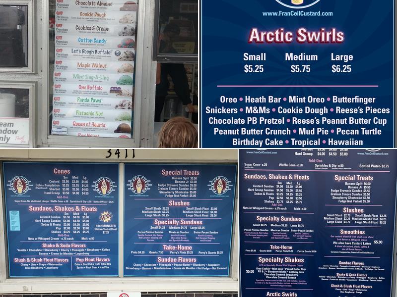 Fran-Ceil Custard Menu