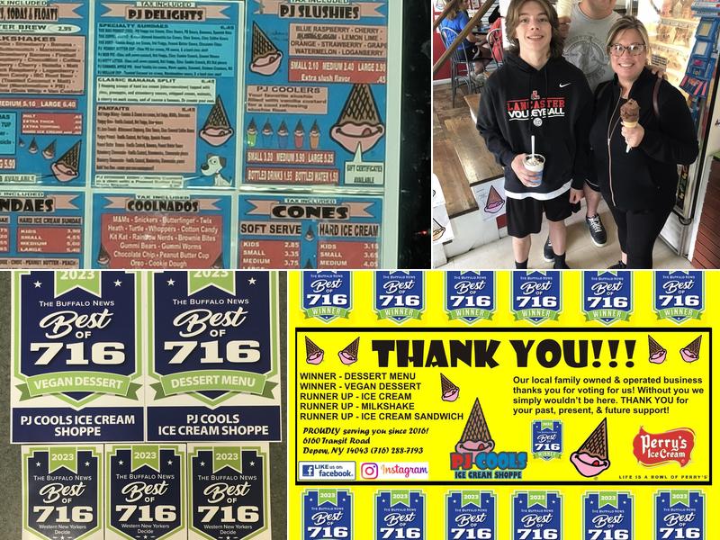 PJ COOLS Ice Cream Shoppe Menu