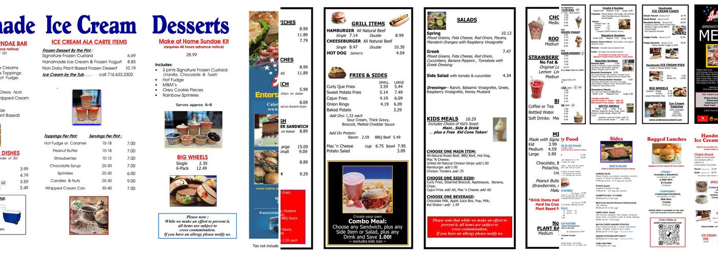 Anderson's Frozen Custard Menu