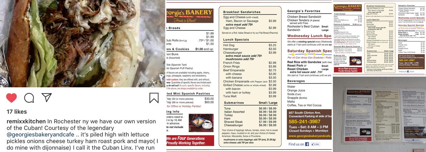 Georgie's Bakery Menu