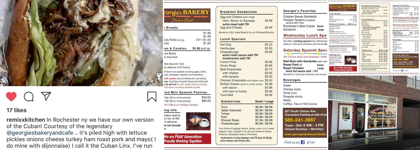 Georgie's Bakery Menu