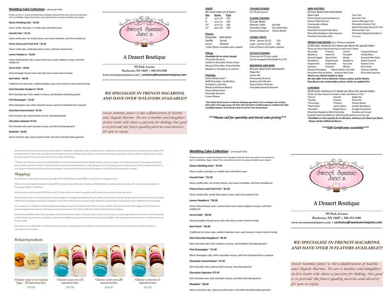 Sweet Sammie Jane's Menu