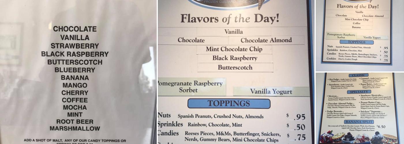 Abbott's Frozen Custard Menu