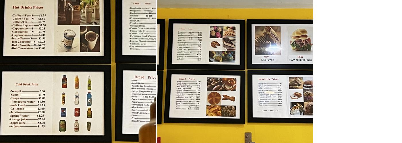 Santos Bakery Menu