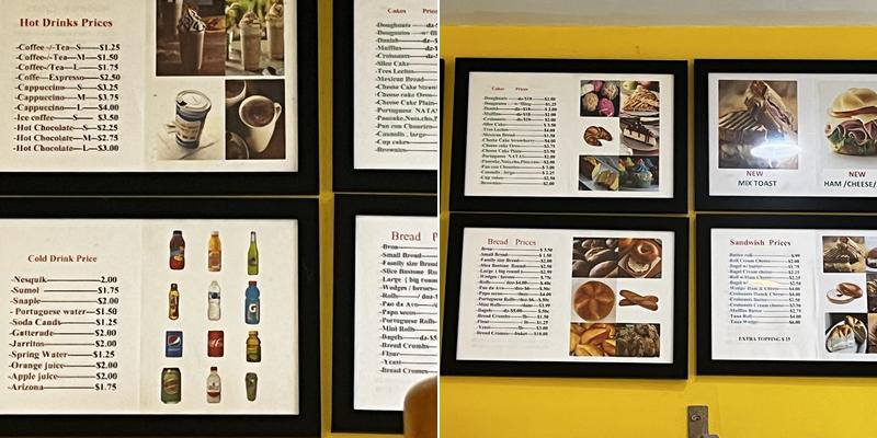 Santos Bakery Menu