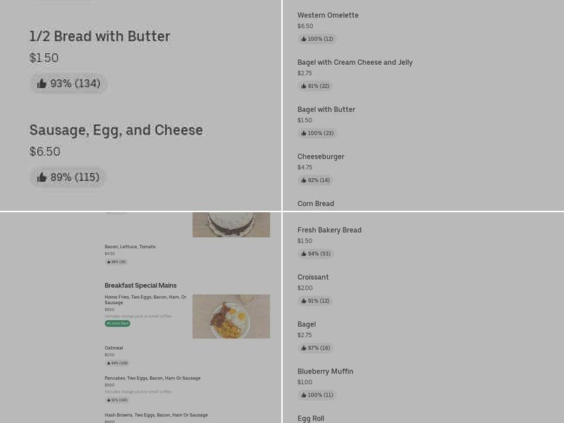 National Bakery Menu