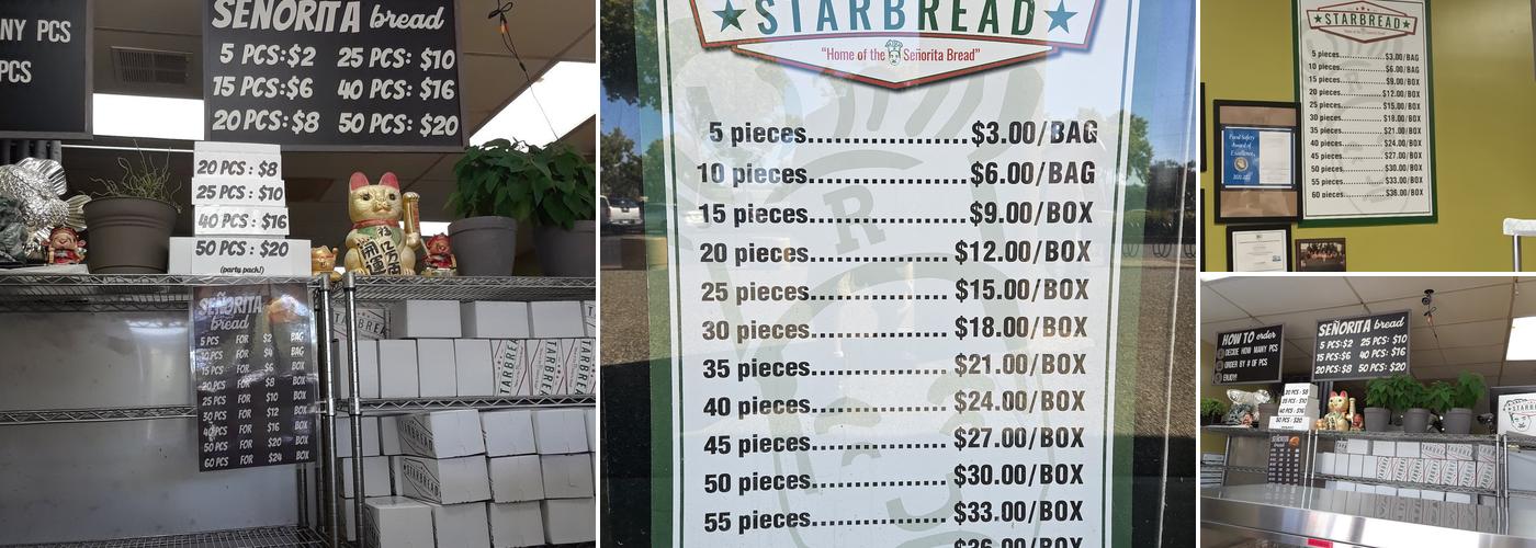 Starbread Menu