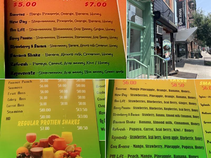 Rejuvenate Juice bar Menu