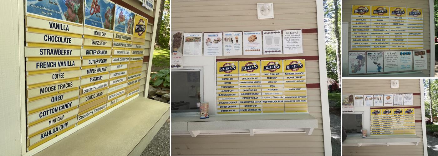 Dodge's Ice Cream Stand Menu