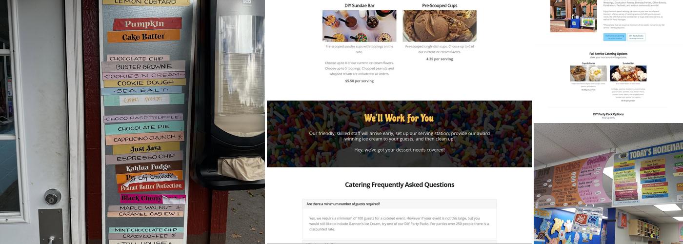 Gannons Isle Ice Cream Menu