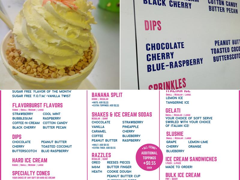 Antonio's Ice Cream Menu