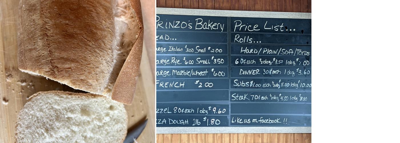 Prinzo's Bakery Menu