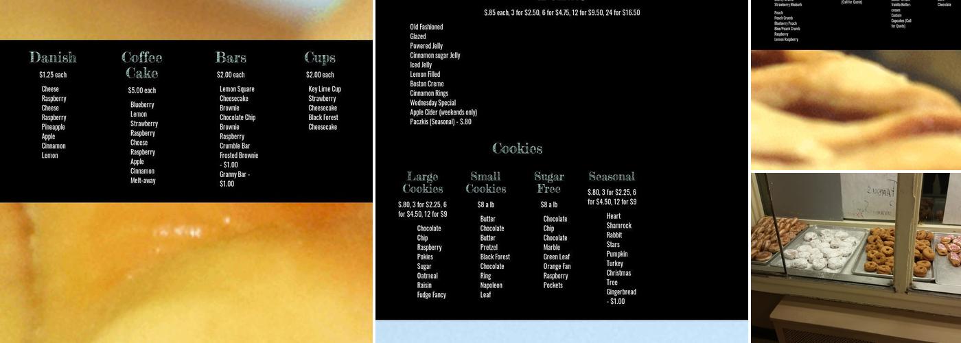 Schuyler Bakery Menu