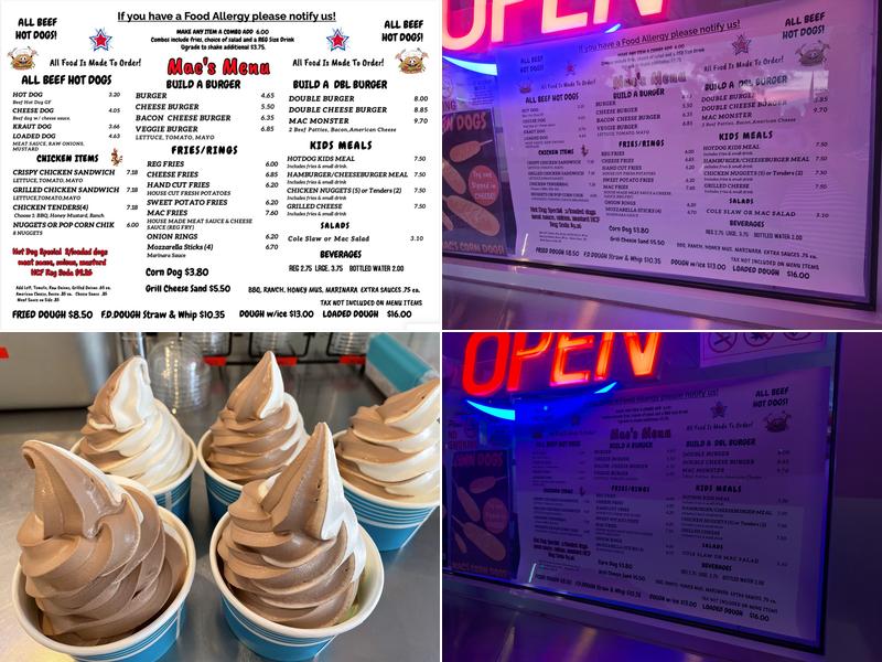 Mac's Drive In Ice Cream Menu