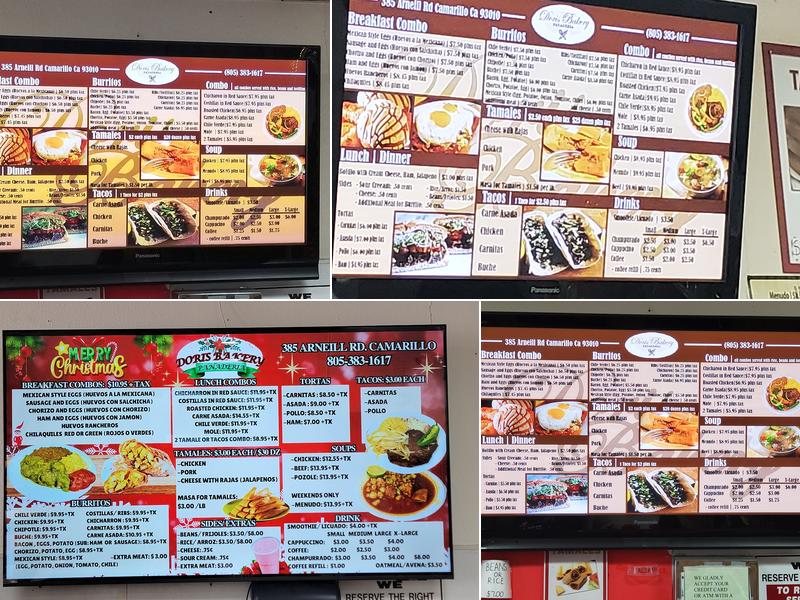 Doris Bakery Panaderia Menu