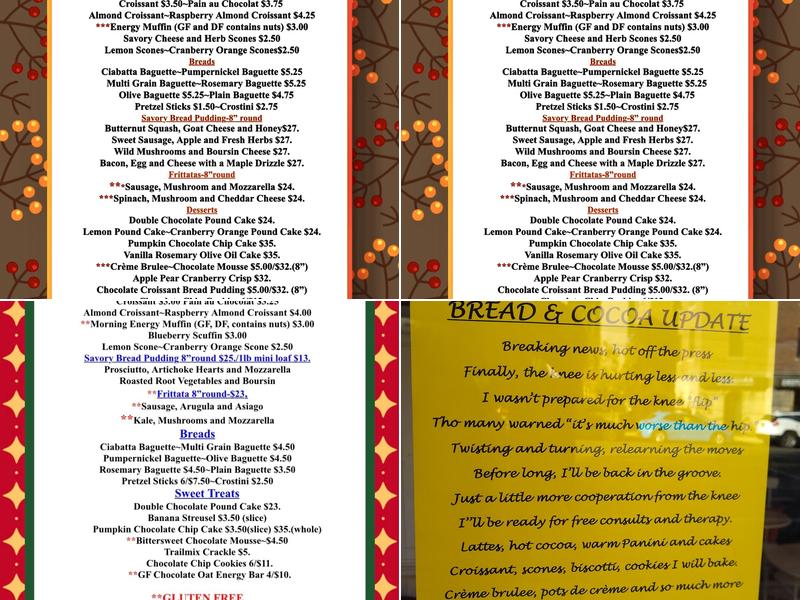 Bread & Cocoa Menu
