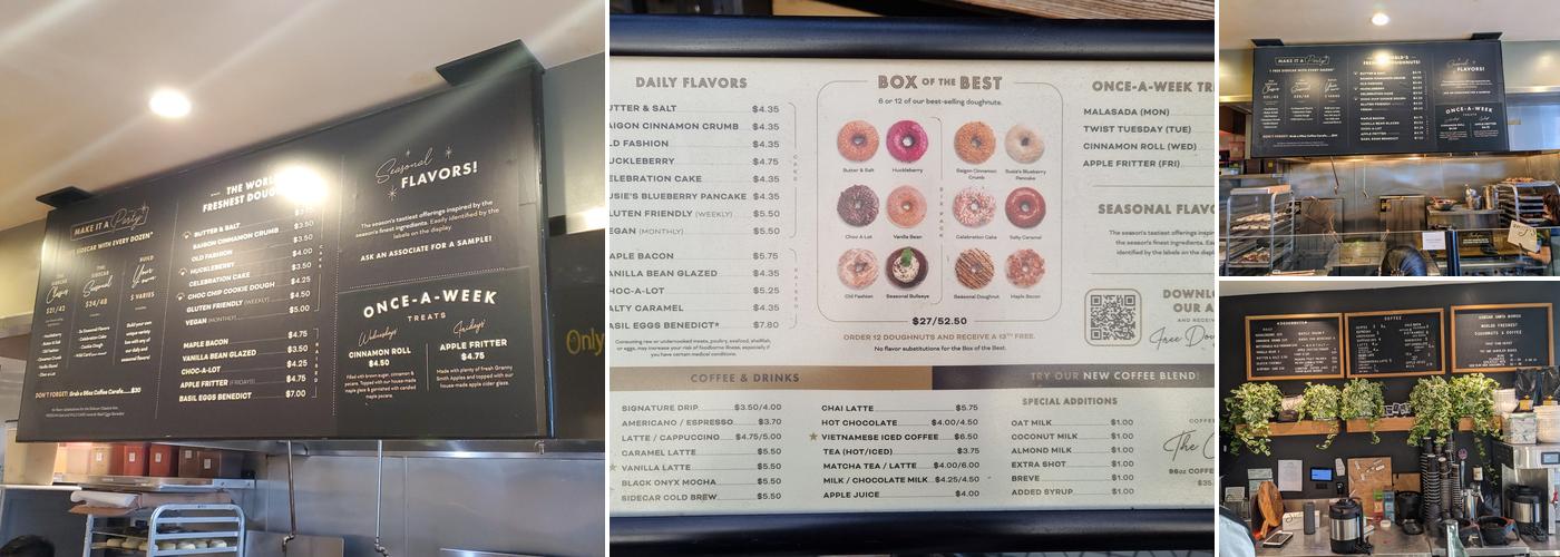 Sidecar Doughnuts & Coffee Menu