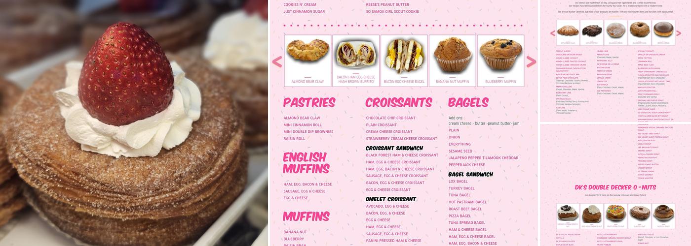 DK's Donuts & Bakery Menu