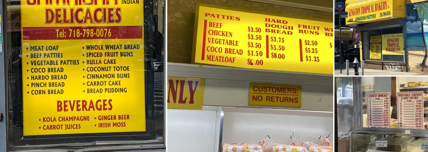 Kingston Tropical Bakery Menu