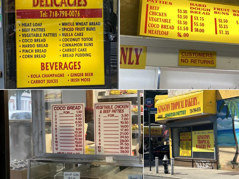 Kingston Tropical Bakery Menu